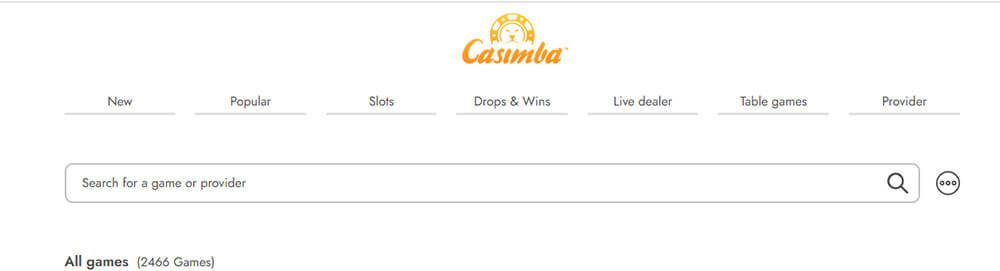 casimba casino screenshot