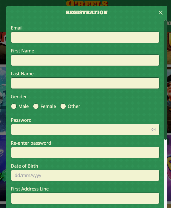  O'Reels Casino Registration 