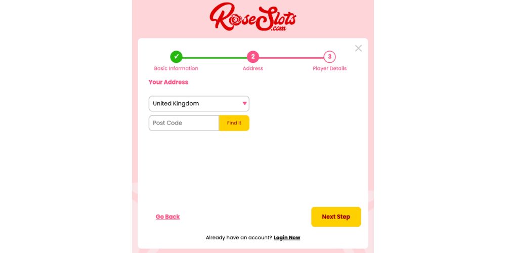 RoseSlots Registration