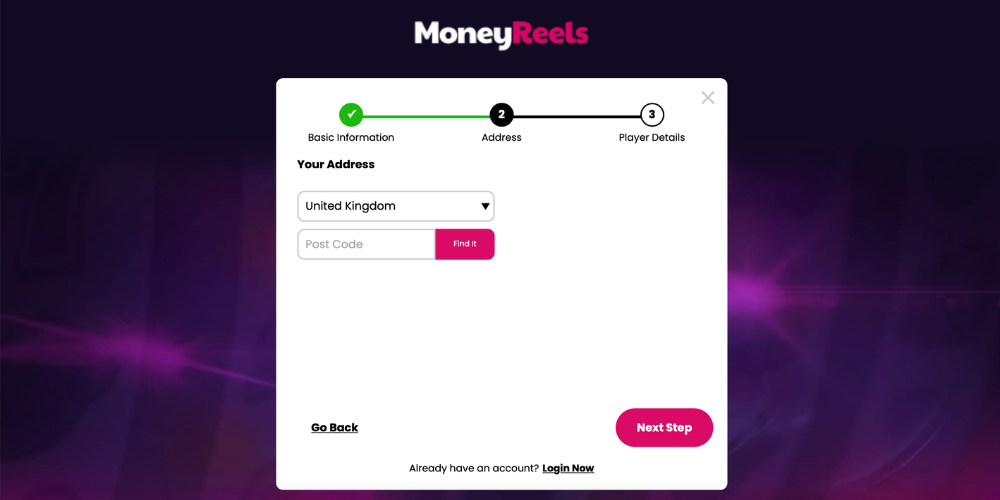 Registration Money Reels Step 2