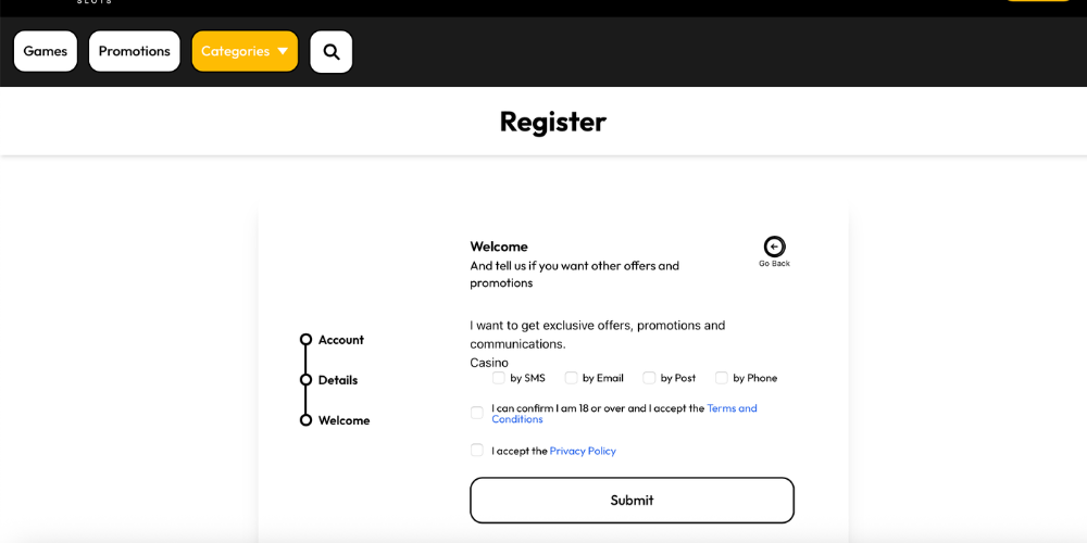 Hot Streak Casino registration step 2