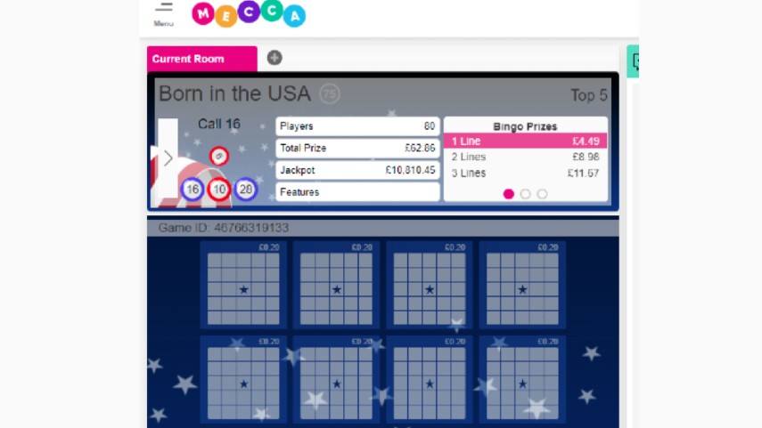 Born in the USA Bingo Screenshot