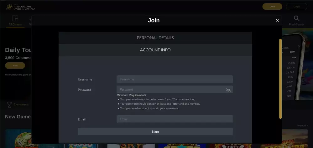 Hippodrome Registration casino review 