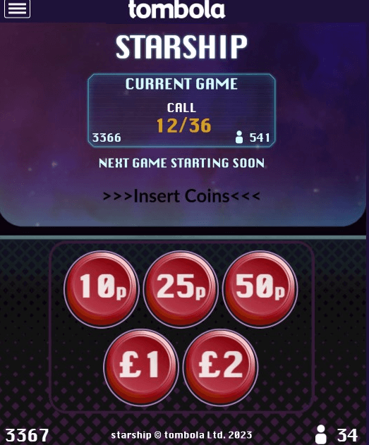 Tombola Starship Bingo Review