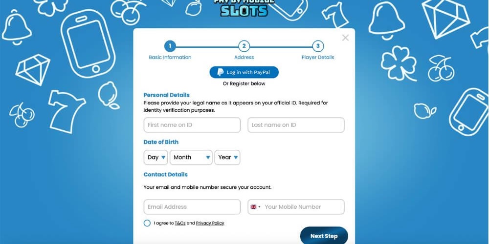 PayByMobileSlots Casino registration