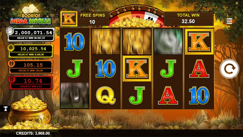 mega moolah  free spins