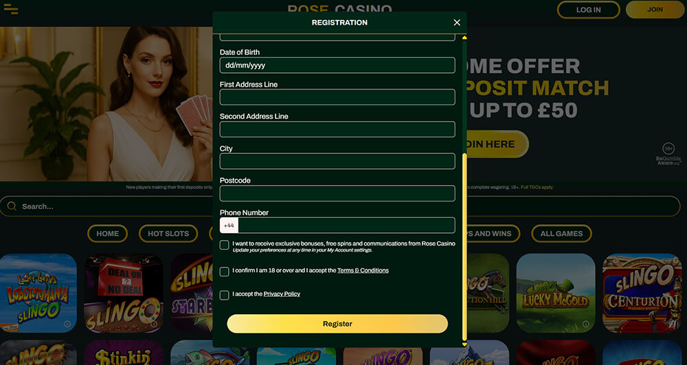 Rose Casino Registration 