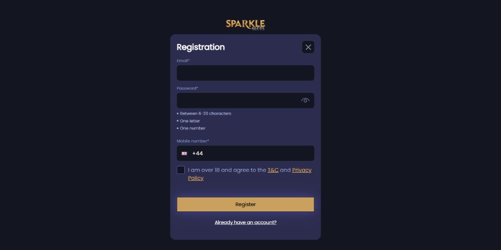 Sparkle Slots Registration