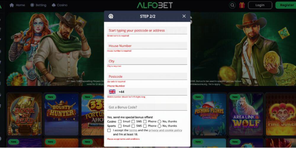 Alfobet Casino registration 3