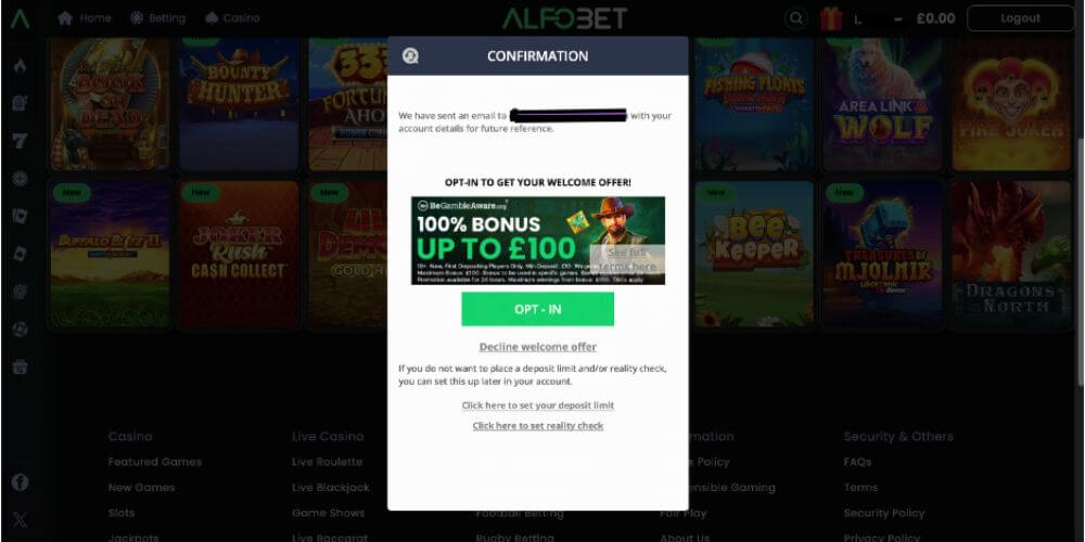Alfobet Casino registration 4