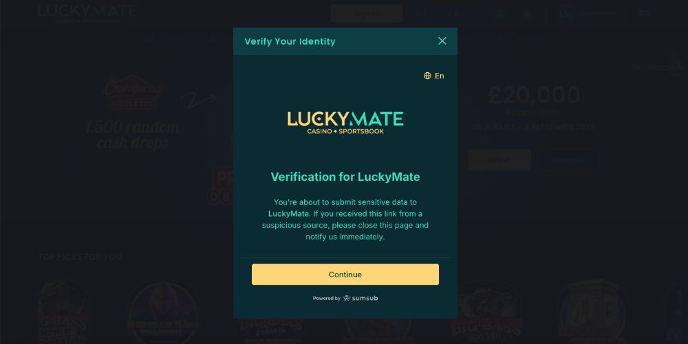 Lucky Mate Casino Review registration