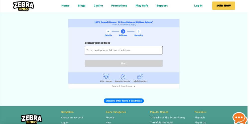 Zebra Bingo registration
