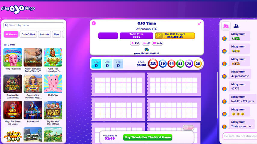 OJO Time Bingo Screenshot